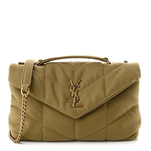 Quilted Canvas Satchel Bag - Green