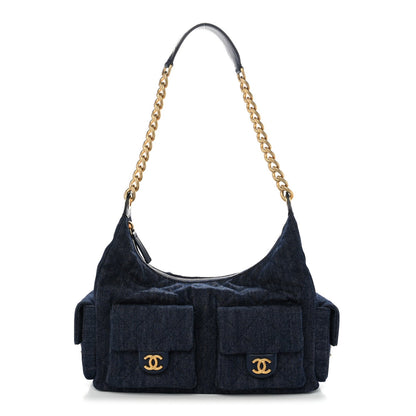 Maxi Quilted Hobo Bag - Blue