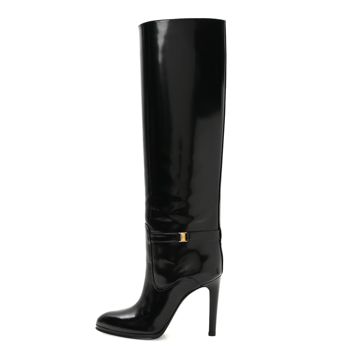 Patent Calfskin Linda Boots Black