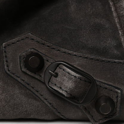 Medium Calfskin Suede Handbag - Grey