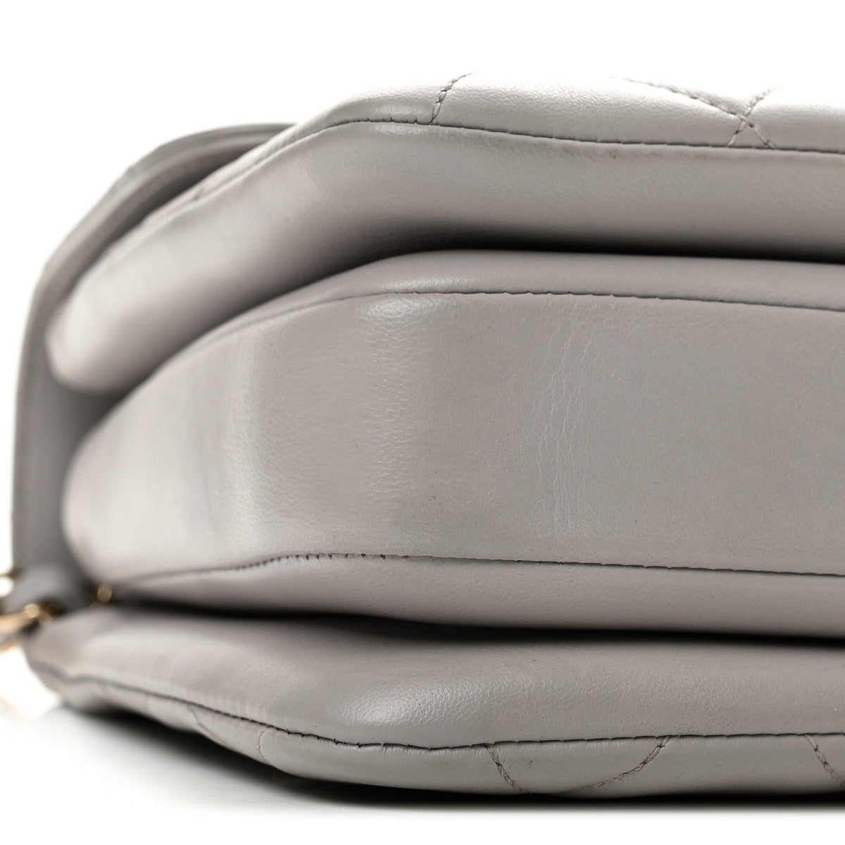 Small Quilted Lambskin Flap Shoulder Bag - Grey