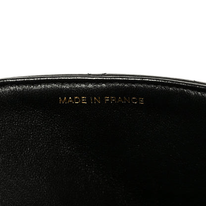 Quilted Lambskin Flap Shoulder Bag - Black