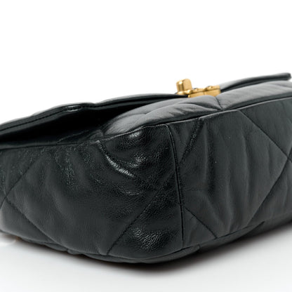 Medium Quilted Goatskin Flap Shoulder Bag - Black