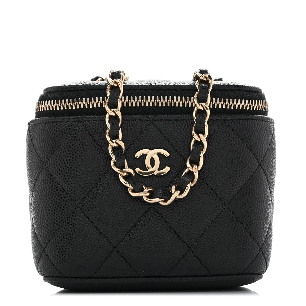Mini Quilted Caviar Handbag - Black