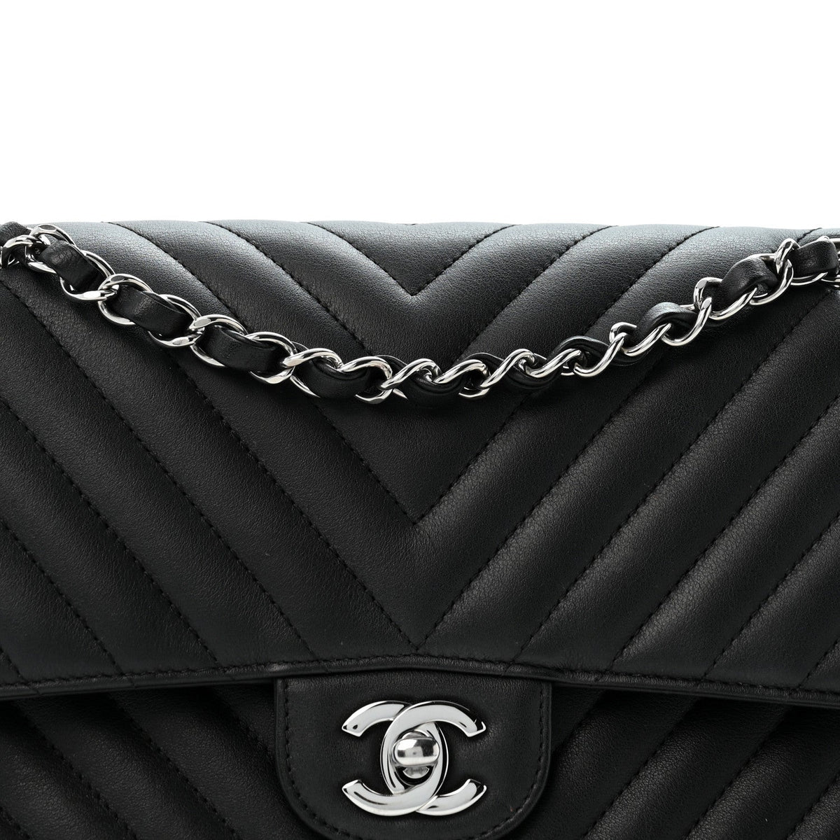 Medium Quilted Lambskin Flap Shoulder Bag - Black