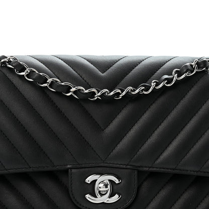 Medium Quilted Lambskin Flap Shoulder Bag - Black