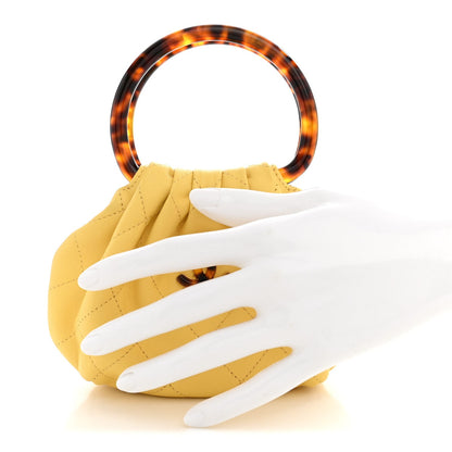 Mini Quilted Lambskin Pouch - Yellow