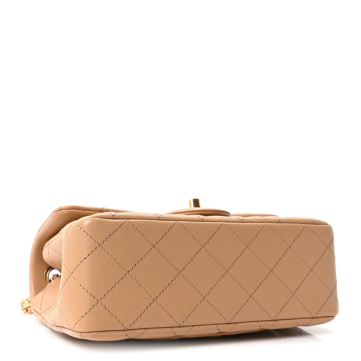 Mini Quilted Lambskin Flap Shoulder Bag - Tan