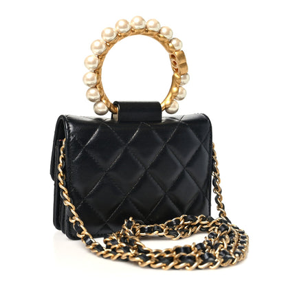 Quilted Lambskin Clutch Bag - Black