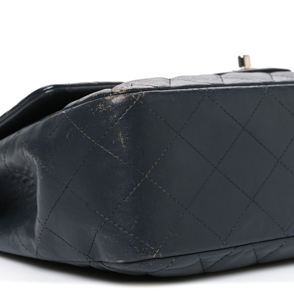 Quilted Lambskin Flap Shoulder Bag - Grey
