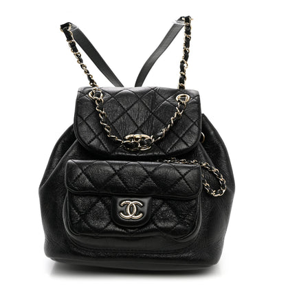 Small Quilted Calfskin Backpack - Black