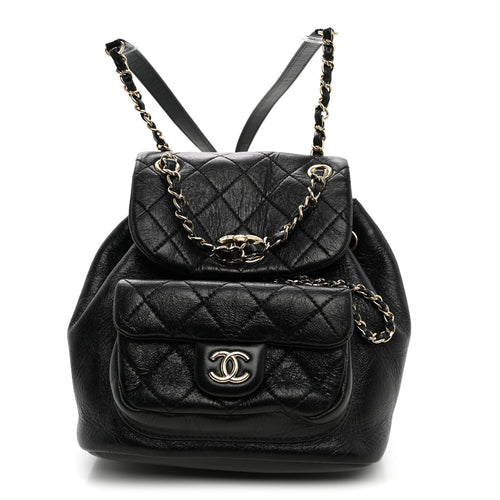 Small Quilted Calfskin Backpack - Black