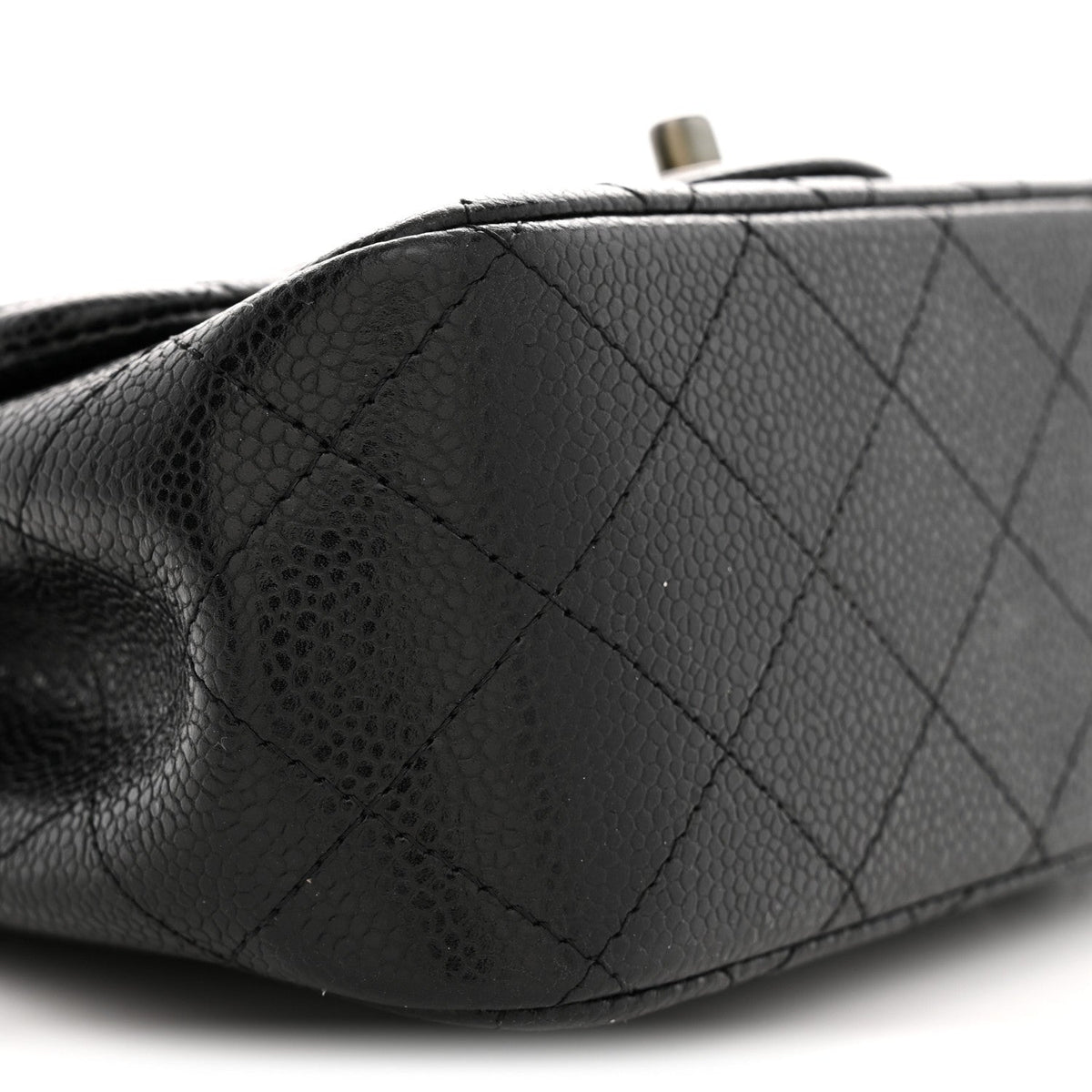 Mini Quilted Caviar Flap Shoulder Bag - Black