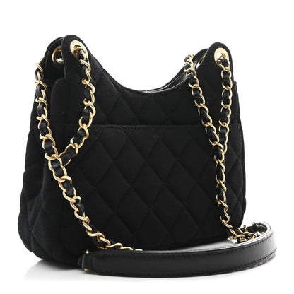 Small Quilted Hobo Bag - Black