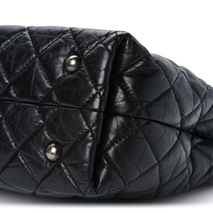 Quilted Calfskin Tote Bag - Black