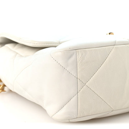 Large Quilted Goatskin Flap Shoulder Bag - White