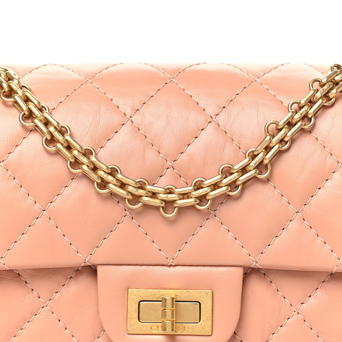 Mini Quilted Calfskin Flap Shoulder Bag - Beige