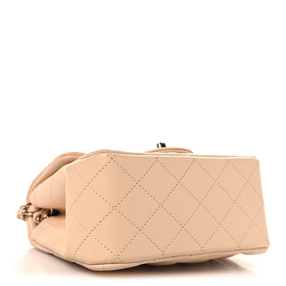 Mini Quilted Lambskin Flap Shoulder Bag - Beige