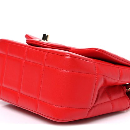 Mini Quilted Lambskin Flap Shoulder Bag - Red