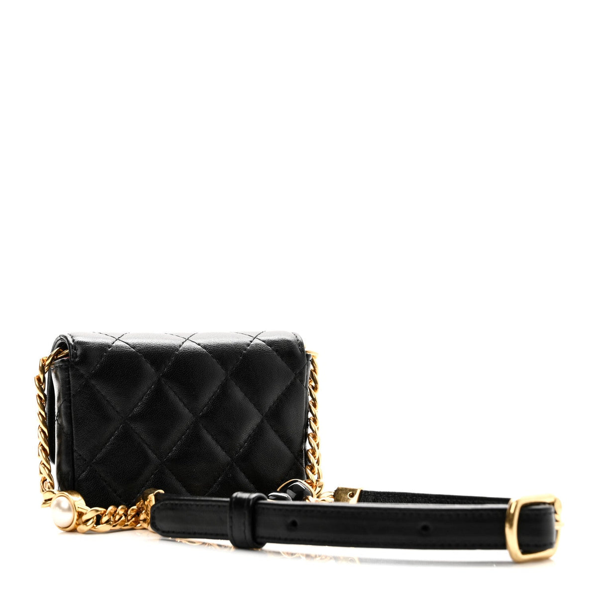 Mini Quilted Lambskin Belt Bag - Black