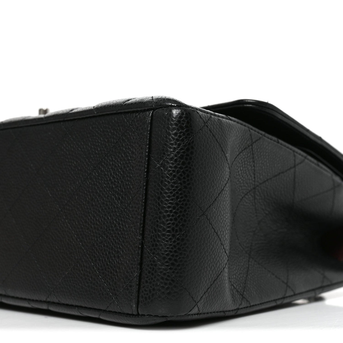 Maxi Quilted Caviar Flap Shoulder Bag - Black