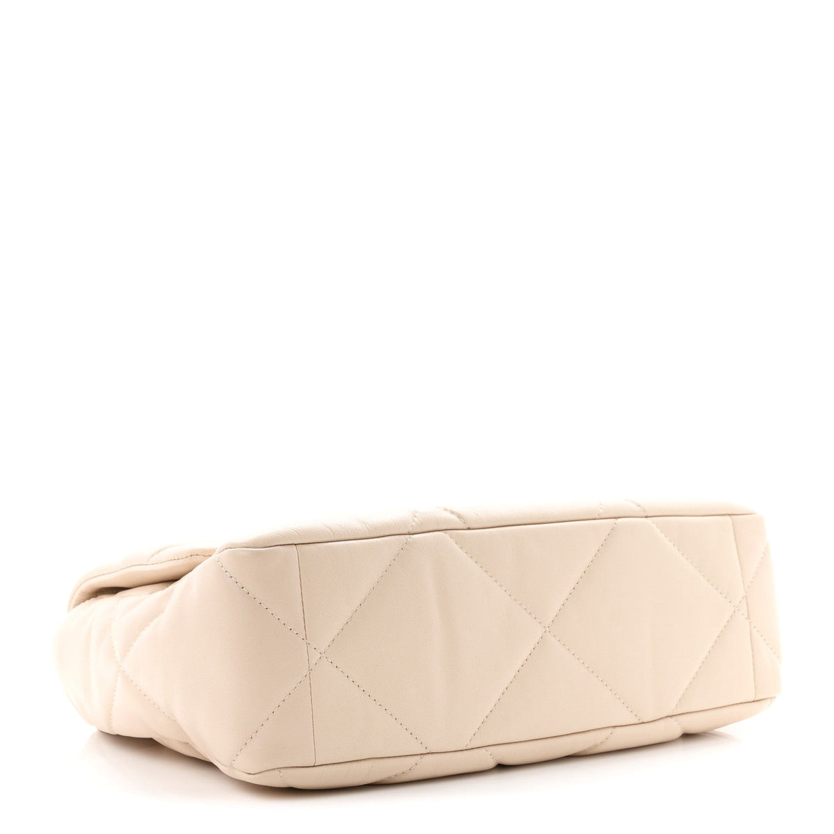 Large Quilted Goatskin Flap Shoulder Bag - Beige