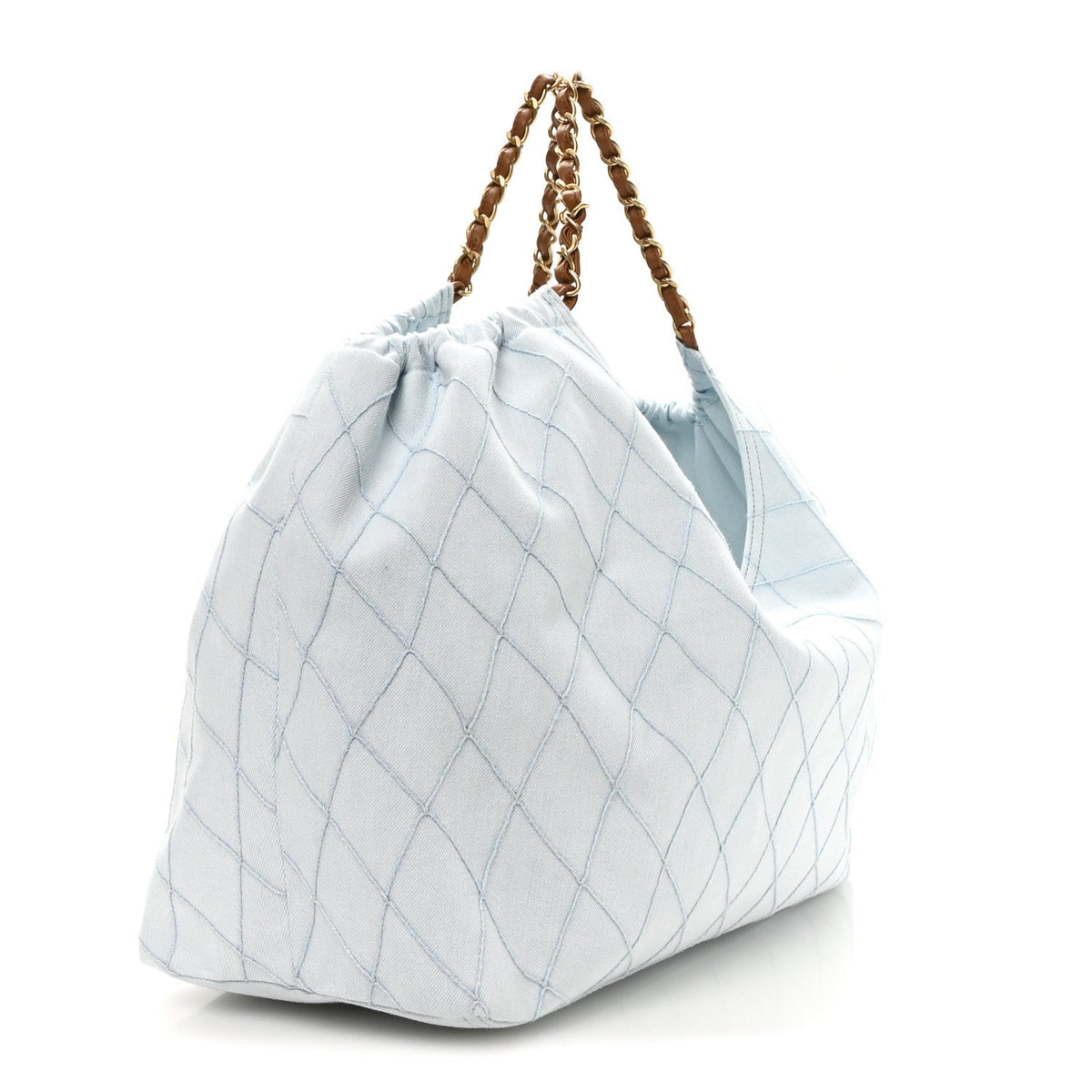 Small Quilted Calfskin Tote Bag - Light Blue