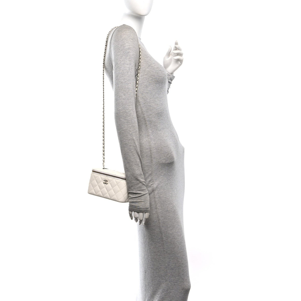 Quilted Caviar Handbag - White