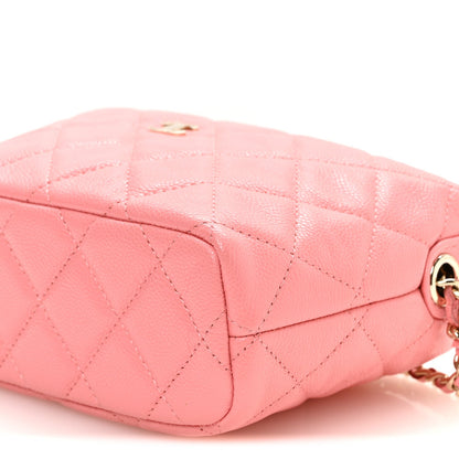 Quilted Caviar Hobo Bag - Pink
