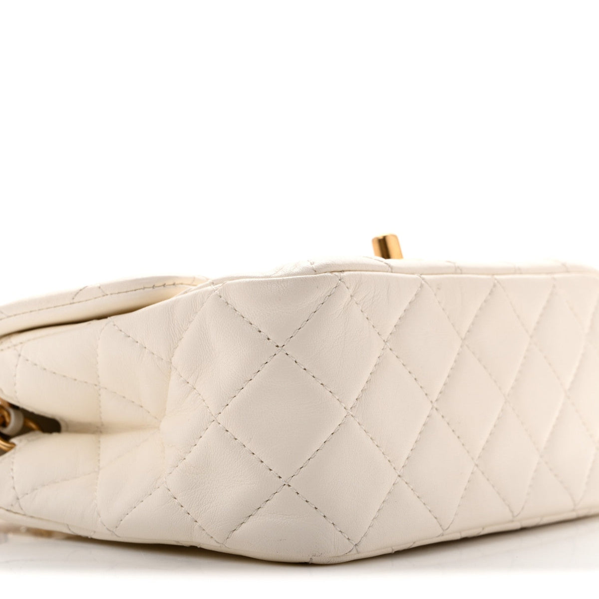 Mini Quilted Lambskin Flap Shoulder Bag - White