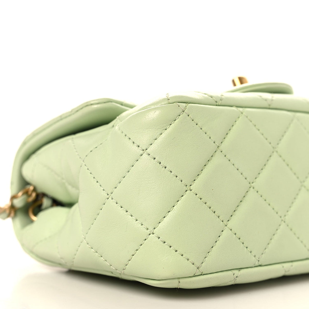 Mini Quilted Lambskin Flap Shoulder Bag - Light Green