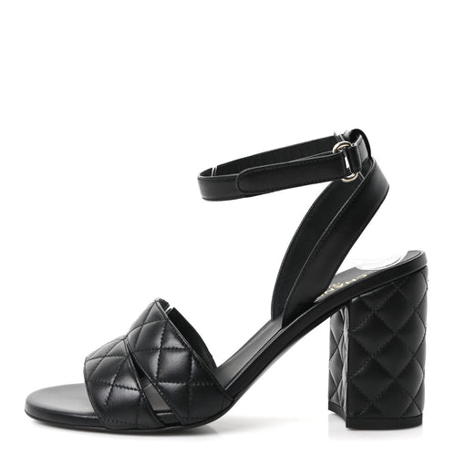 Lambskin Quilted Sandals Black