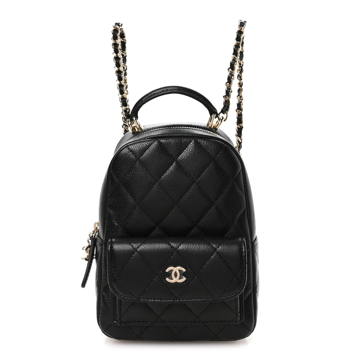 Mini Quilted Caviar Backpack - Black
