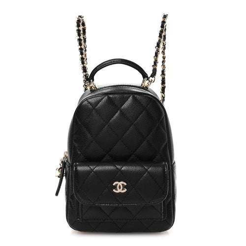 Mini Quilted Caviar Backpack - Black