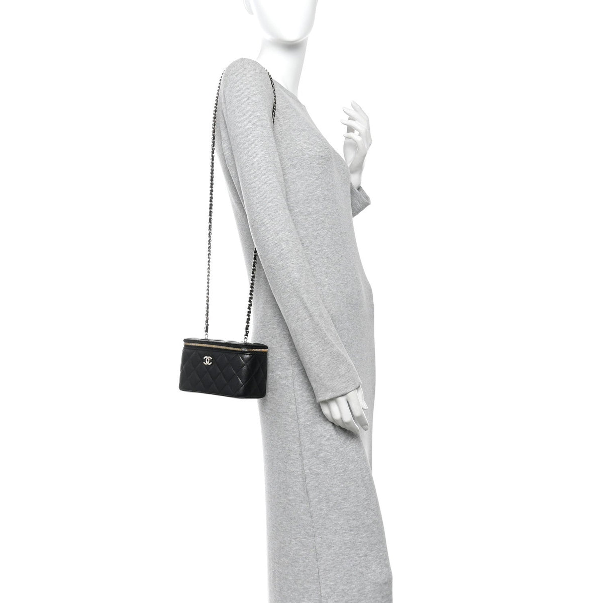 Quilted Caviar Handbag - Black
