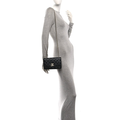 Quilted Lambskin Wallet Bag - Black