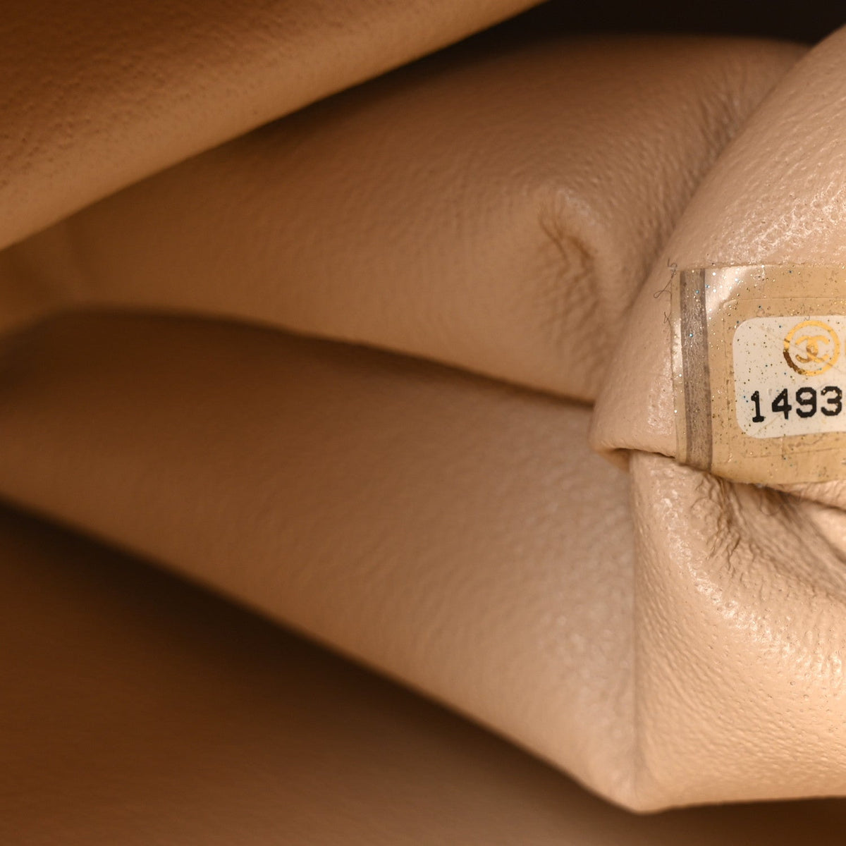 Quilted Caviar Flap Shoulder Bag - Beige