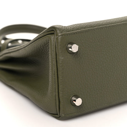 Togo Kelly Retourne 25 Vert Veronesse Handbag