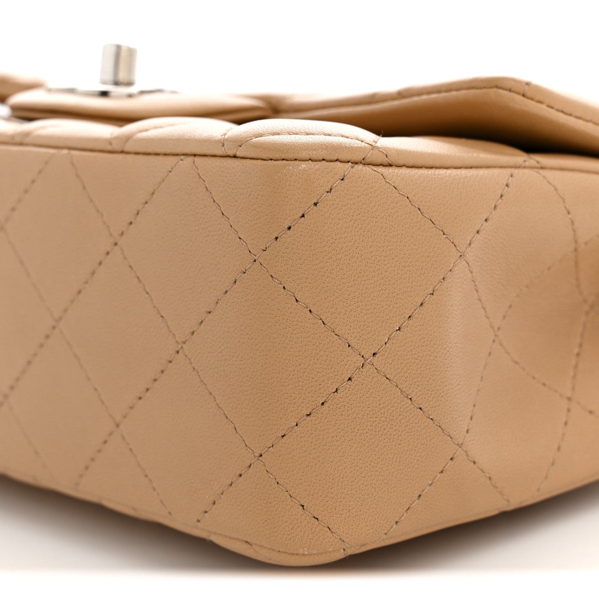 Mini Quilted Lambskin Flap Shoulder Bag - Tan