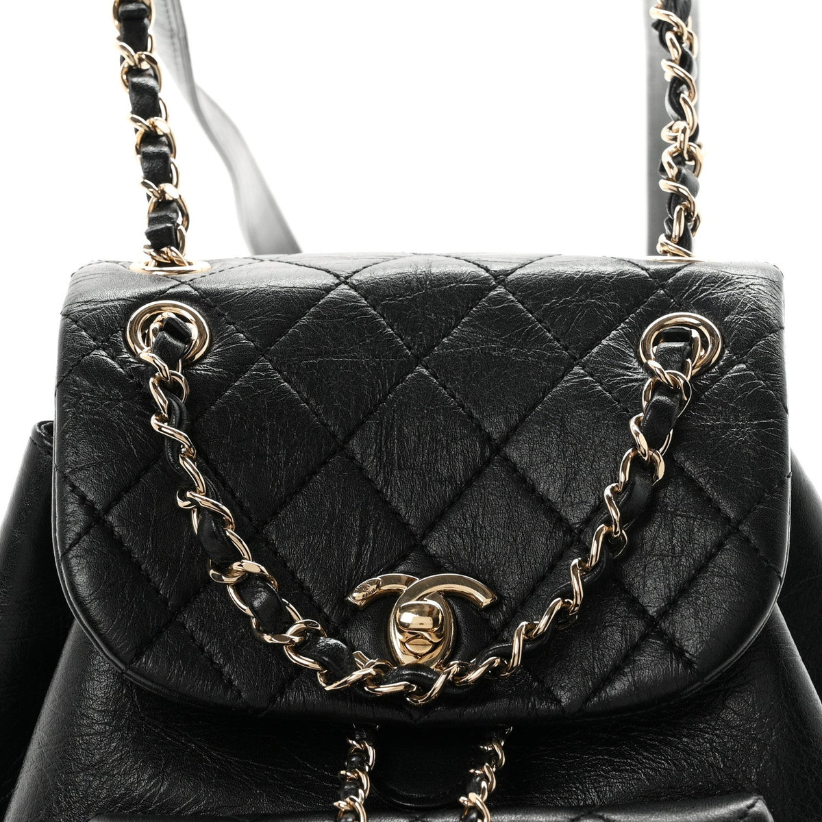 Small Quilted Calfskin Backpack - Black