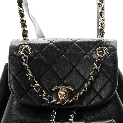 Small Quilted Calfskin Backpack - Black