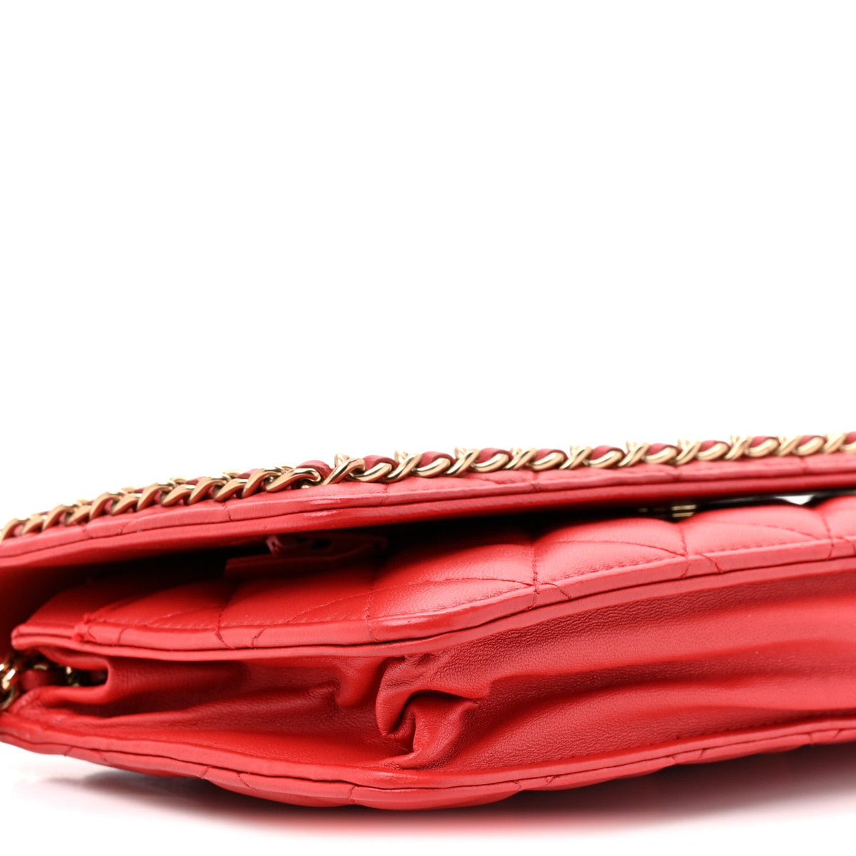 Quilted Lambskin Wallet Bag - Red