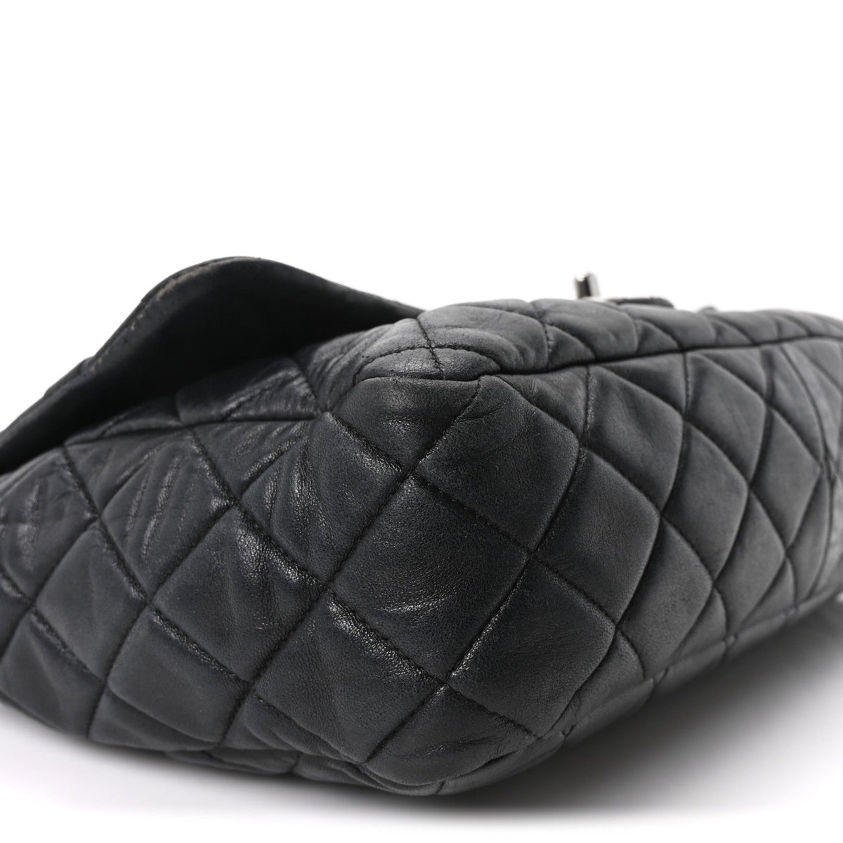 Quilted Lambskin Flap Shoulder Bag - Black
