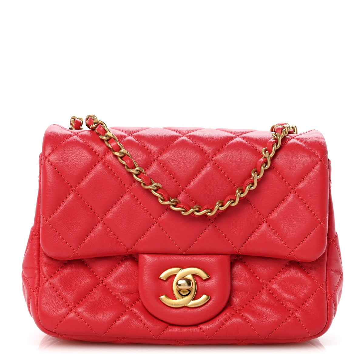 Mini Quilted Lambskin Flap Shoulder Bag - Pink