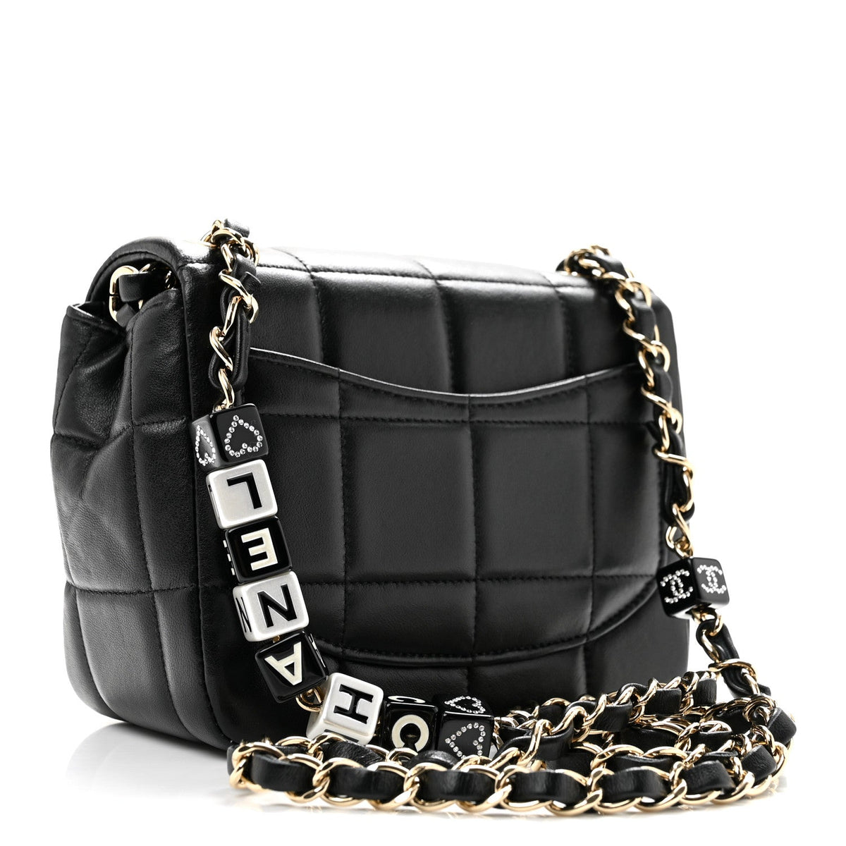 Mini Quilted Lambskin Flap Shoulder Bag - Black