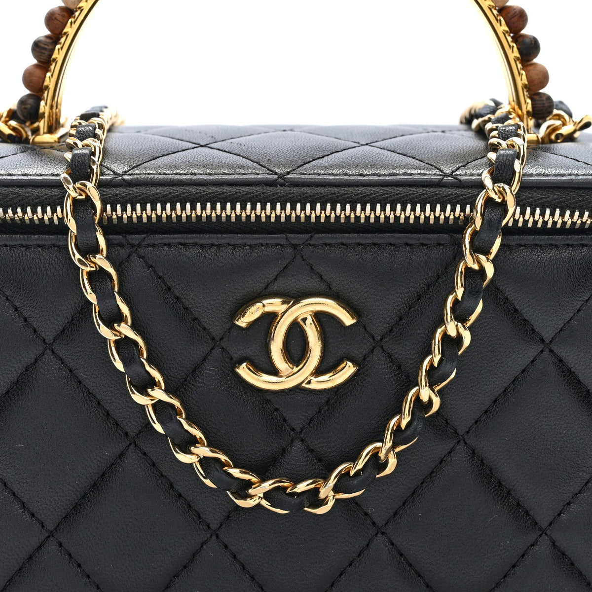Small Quilted Lambskin Handbag - Black