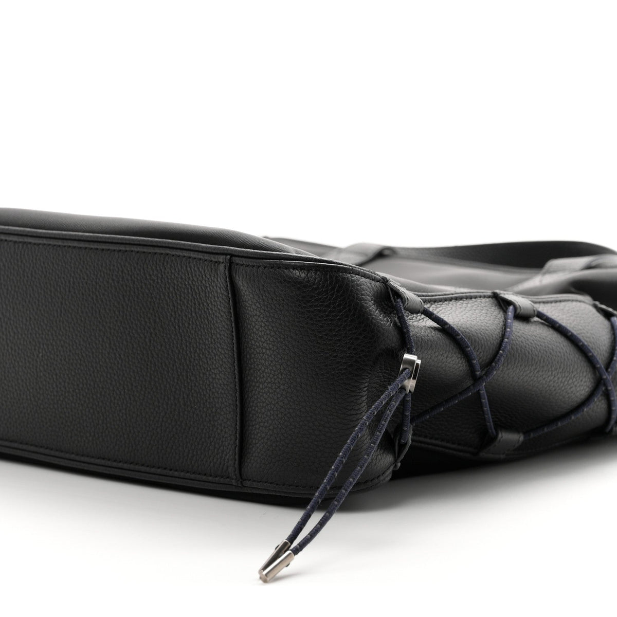Calfskin Nylon Tote Bag - Black