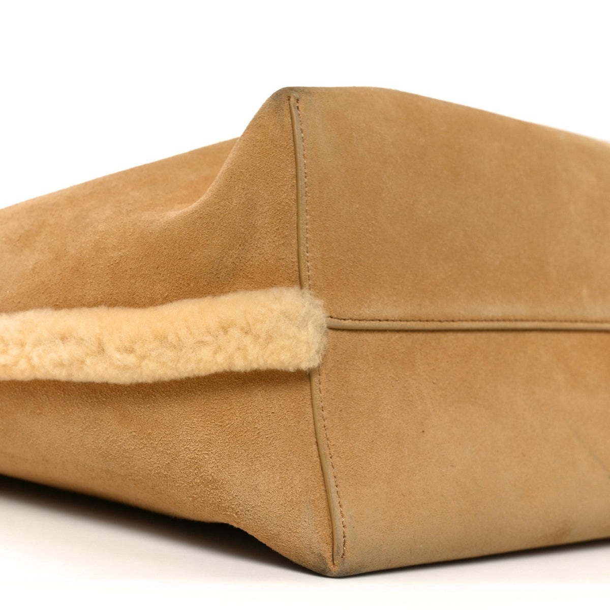 Medium Suede Shearling Handbag - Natural