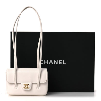 Mini Caviar Shoulder Bag - White