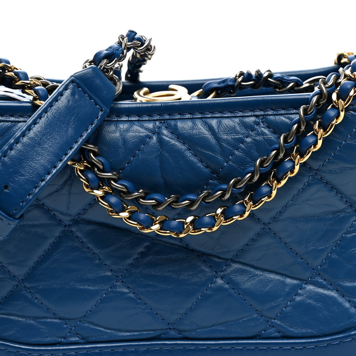 Small Quilted Calfskin Hobo Bag - Blue